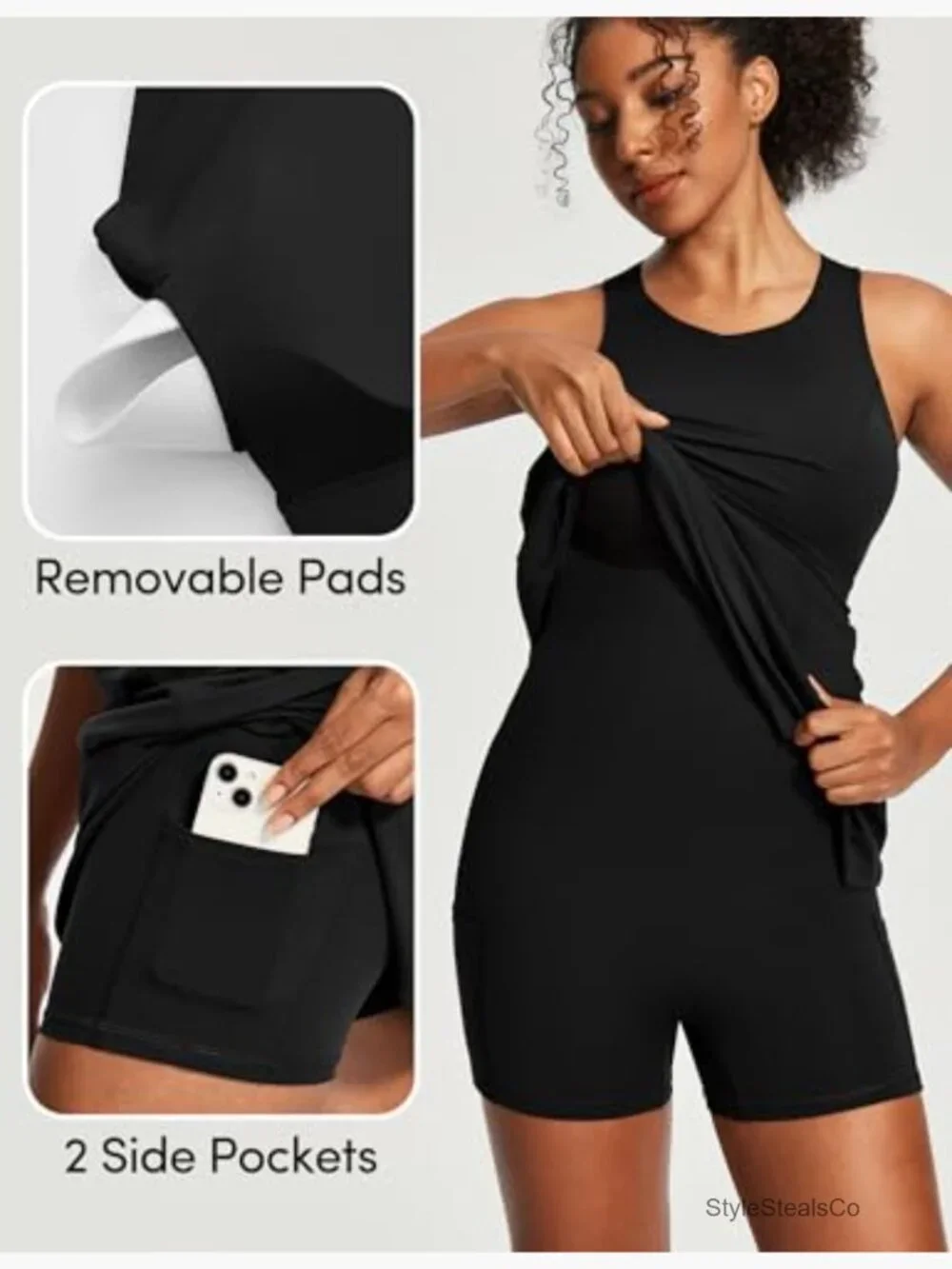 Womens Open Back Tennis Dress with Built in Shorts & Bra Athletic Dress for - Picture 5 of 7